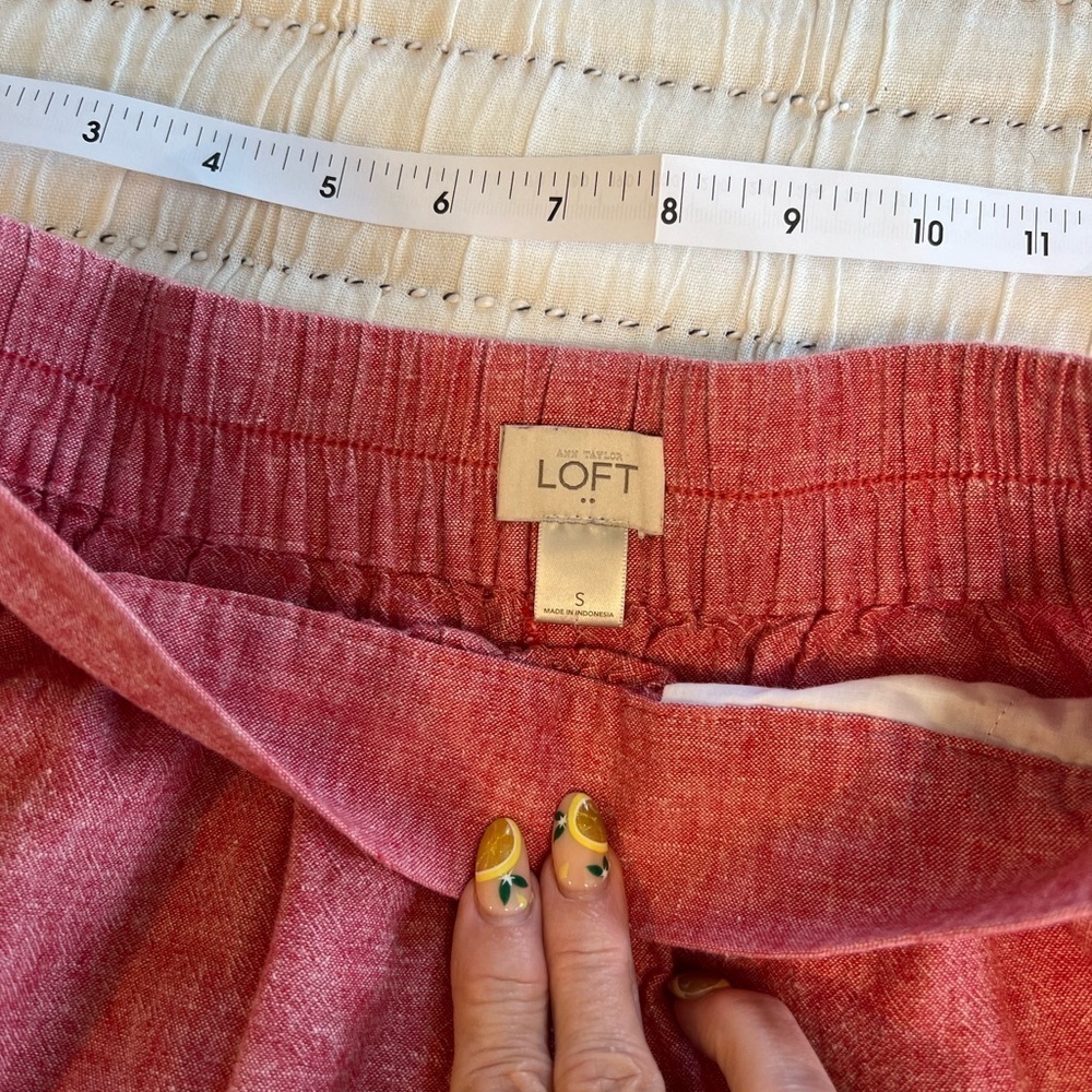 Loft Red linen mini Skirt small - Picture 5 of 6